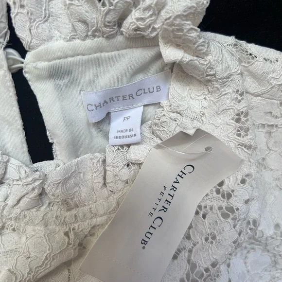 Charter Club Women's Ivory Lace Blouse - Picture 5 of 7